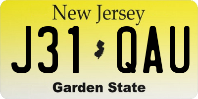 NJ license plate J31QAU