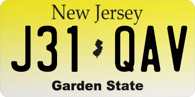 NJ license plate J31QAV