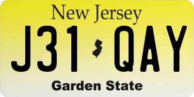 NJ license plate J31QAY