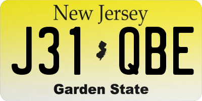 NJ license plate J31QBE