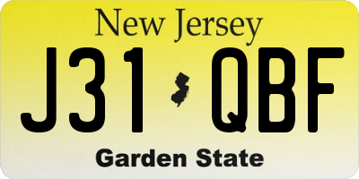 NJ license plate J31QBF