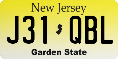 NJ license plate J31QBL
