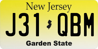 NJ license plate J31QBM