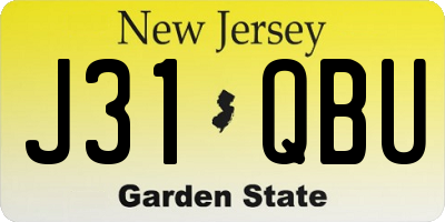 NJ license plate J31QBU