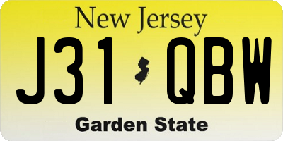 NJ license plate J31QBW