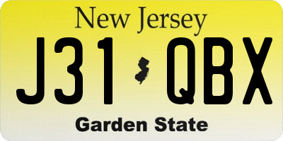 NJ license plate J31QBX