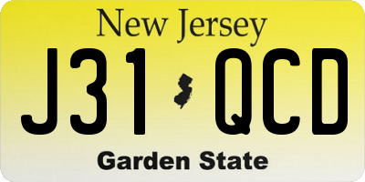 NJ license plate J31QCD