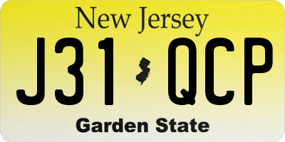 NJ license plate J31QCP