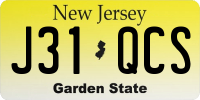 NJ license plate J31QCS
