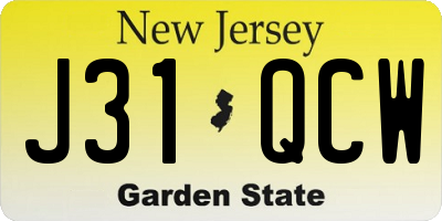 NJ license plate J31QCW