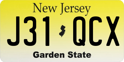 NJ license plate J31QCX