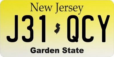 NJ license plate J31QCY