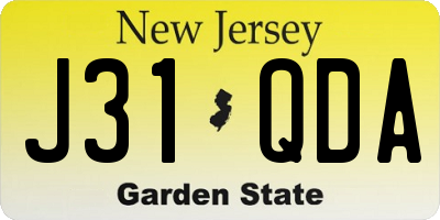 NJ license plate J31QDA