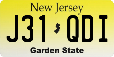 NJ license plate J31QDI