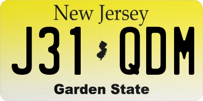 NJ license plate J31QDM