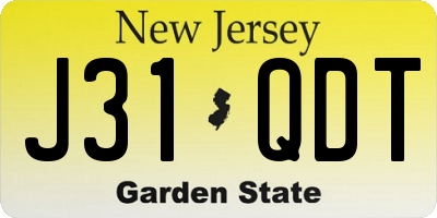 NJ license plate J31QDT