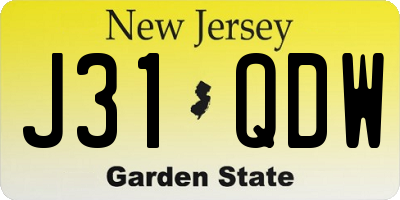 NJ license plate J31QDW