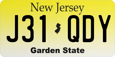 NJ license plate J31QDY