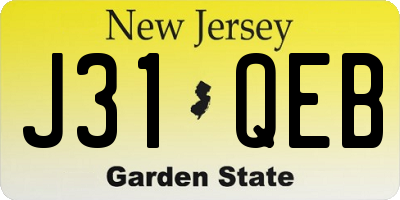 NJ license plate J31QEB