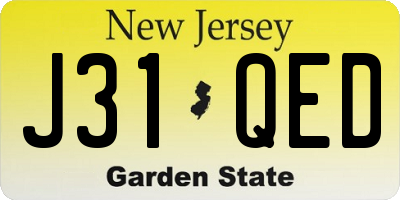 NJ license plate J31QED