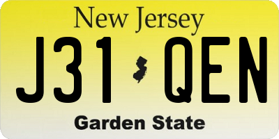 NJ license plate J31QEN