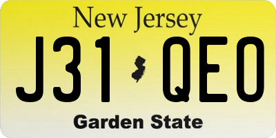 NJ license plate J31QEO