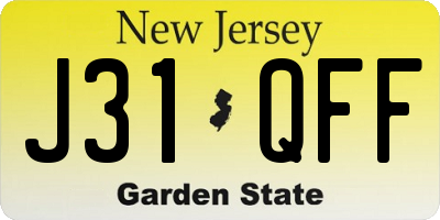 NJ license plate J31QFF