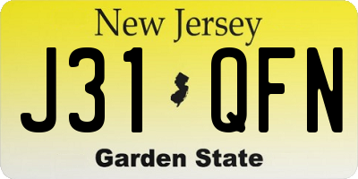 NJ license plate J31QFN