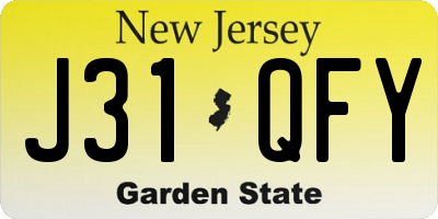 NJ license plate J31QFY