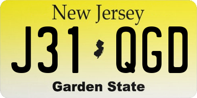 NJ license plate J31QGD