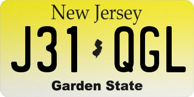NJ license plate J31QGL