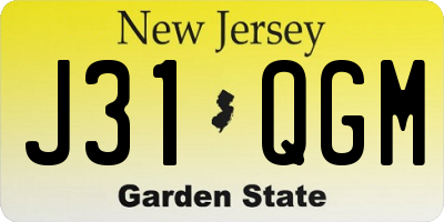 NJ license plate J31QGM