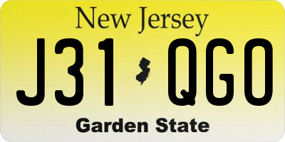 NJ license plate J31QGO