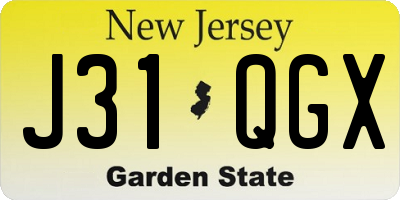 NJ license plate J31QGX