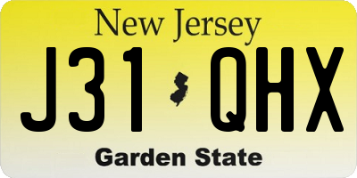 NJ license plate J31QHX