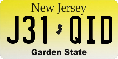NJ license plate J31QID
