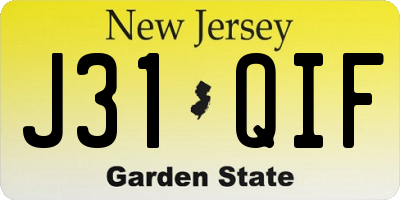 NJ license plate J31QIF