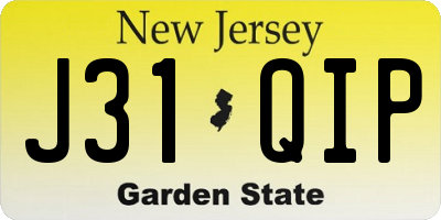 NJ license plate J31QIP