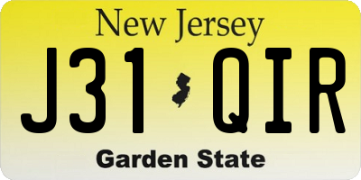 NJ license plate J31QIR