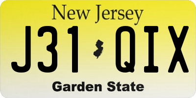 NJ license plate J31QIX