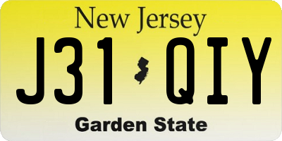 NJ license plate J31QIY