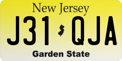 NJ license plate J31QJA