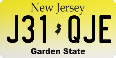 NJ license plate J31QJE