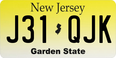 NJ license plate J31QJK