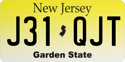NJ license plate J31QJT