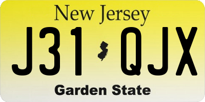 NJ license plate J31QJX