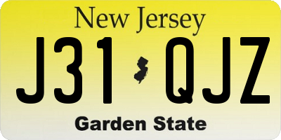 NJ license plate J31QJZ