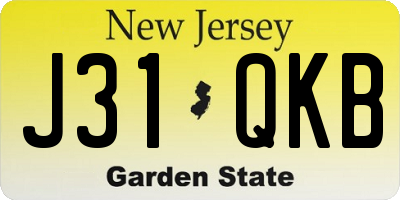 NJ license plate J31QKB