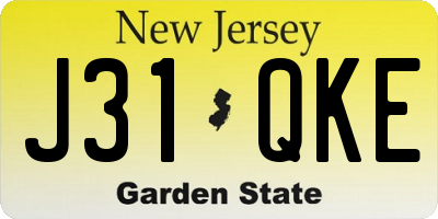 NJ license plate J31QKE