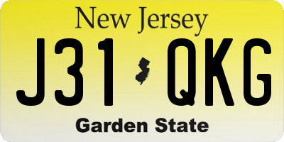 NJ license plate J31QKG